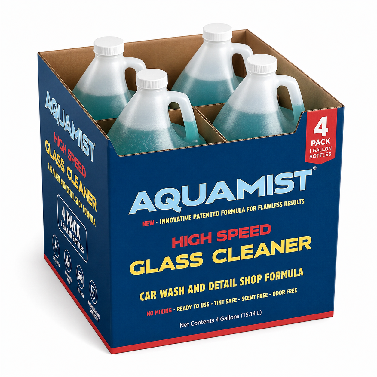 AQUAMIST Premium Glass Cleaner & Buff - Car Wash & Detail Shop Formula (128 Oz/Gallon)