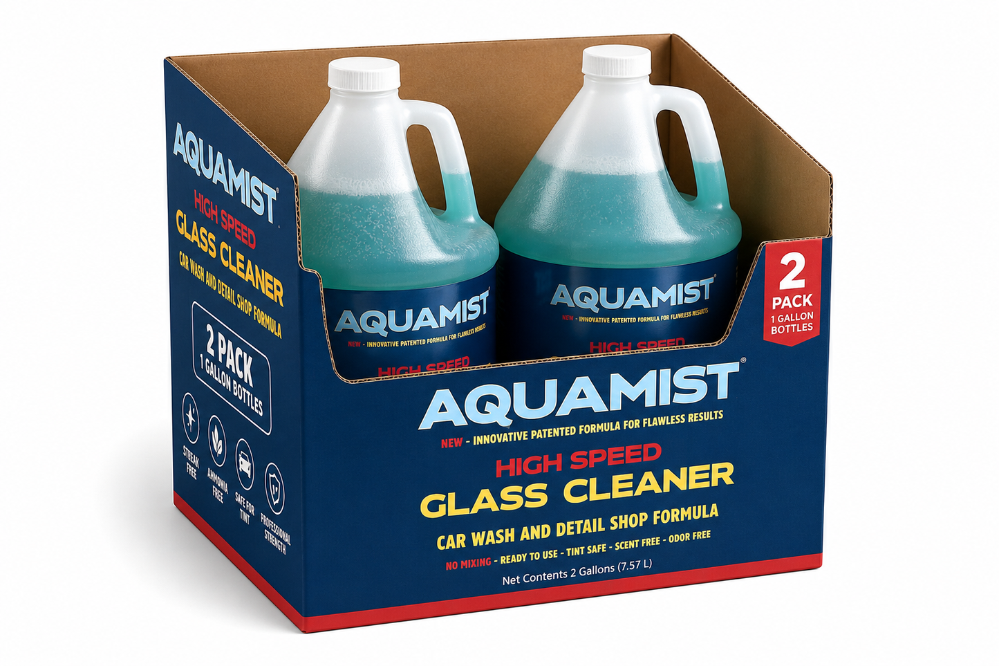 AQUAMIST Premium Glass Cleaner & Buff - Car Wash & Detail Shop Formula (128 Oz/Gallon)