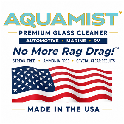 AQUAMIST® Automotive & Marine Glass Cleaner – Streak-Free No More Rag Drag™ Detailer Formula – 14 oz Aerosol – Made in USA